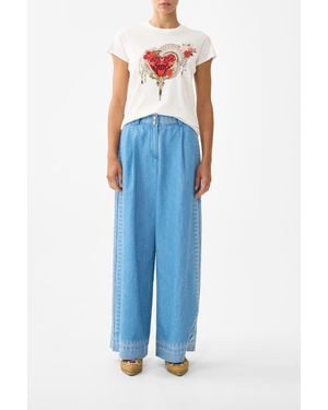 CAMILLA Slim Fit Round Neck T-Shirt - Blue