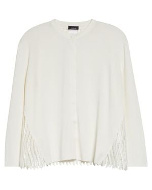 Akris Guipure Lace Back Silk Cardigan - White