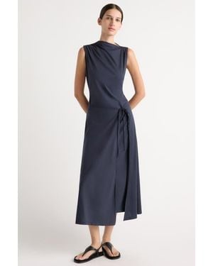 MODERN CITIZEN Amelia Asymmetric-Neck Wrap Dress - Blue