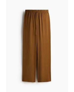 H&M Wide-Cut Pull-On Pants - Brown