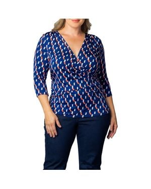 Kiyonna Faux Wrap Top - Blue