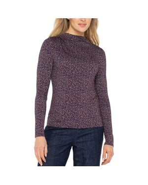 Liverpool Los Angeles Mock Neck Long Sleeve Shirt - Purple