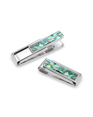 M-clip Mother-Of-Pearl Inlay Money Clip - Blue