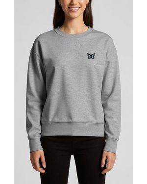 Alix Butterfly Relaxed Fleece Crewneck Sweatshirt - Gray