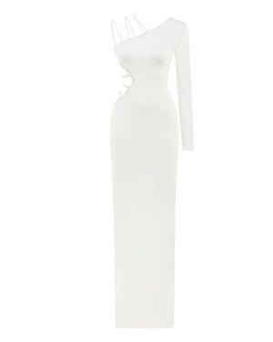 Jendue Aurora One Shoulder Maxi Dress - White