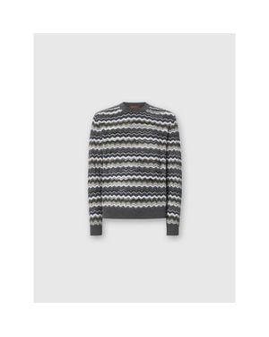 Missoni Crew Neck Sweater With Zigzag Pattern - Multicolor