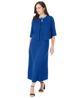 Jessica London 2-Piece Beaded Jacket Dress - Blue
