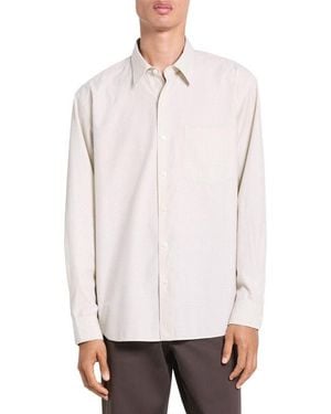 Theory Weekend Microcheck Cotton Blend Button-Up Shirt - White