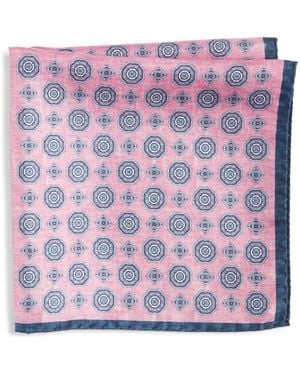 Nordstrom Medallion Reversible Silk Pocket Square - Purple