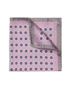 Eton Geometric Medallion Print Silk Pocket Square - Purple
