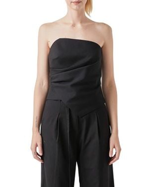 Grey Lab Drape Corset Top - Black