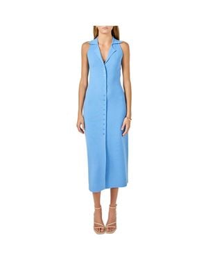 Endless Rose Sleeveless Midi Sweater Dress - Blue
