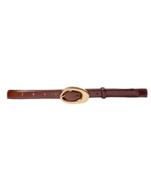 Black Suede Studio Oval Zebra Belt - Brown