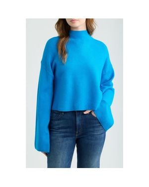DELUC Chuck Crop Funnel Neck Sweater - Blue