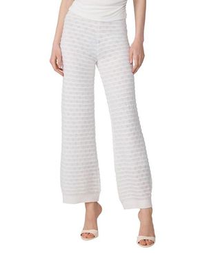 Diane von Furstenberg Barbara Mixed Stitch Cotton Blend Knit Pants - White