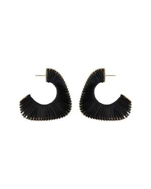 Panacea Leather Cord Wrapped Hoop Earrings - Black