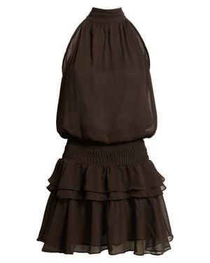 Torn By Ronny Kobo Leah Mock Neck Ruffle Dress - Black