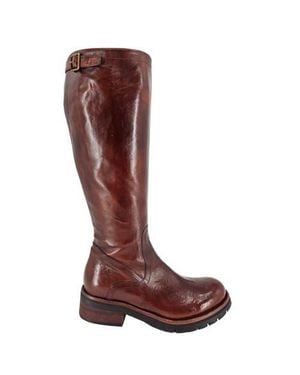 Madison Maison Leather Tall Flat Buckle Boot - Brown