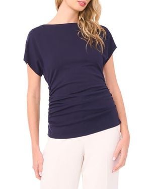 Halogen® Shirred Dolman Short Sleeve Ponte Top - Blue
