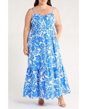 Sugarlips Magee Floral Cabana Sleeveless Maxi Dress - Blue