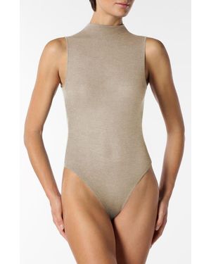 Oroblu Perfect Line Funnel Neck Sleeveless Bodysuit - White