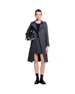 Pleated trench coat with belt white / beige For Women