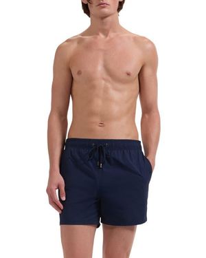 Bugatchi Zane Mid Length Print Swim Trunks - Blue