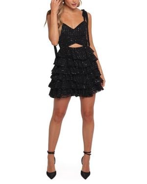 Petal & Pup Brooke Tiered Cutout Minidress - Black