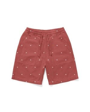 Service Works Polka Dot Cotton Poplin Drawstring Chef Shorts - Red