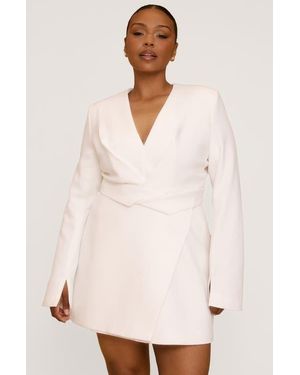 Six Stories Wrap Front Blazer Dress - Natural