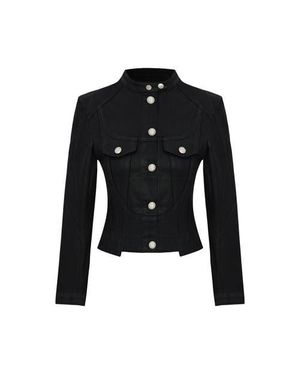 Pcfg Pure Cotton Shiny Coated Denim Jacket - Black