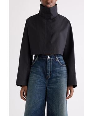Alaïa Crop Cotton & Silk Jacket - Blue