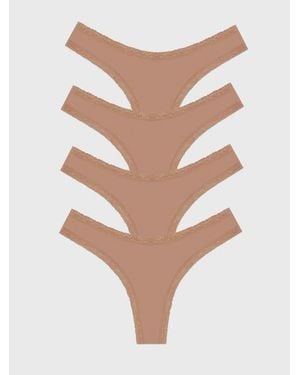 Stripe & Stare Thong Four Pack - Natural