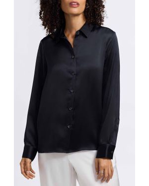 Foxcroft Bianca Satin Shirt - Blue