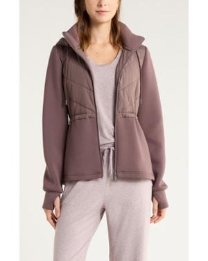 Zella Quilted Scuba Knit Jacket - Brown