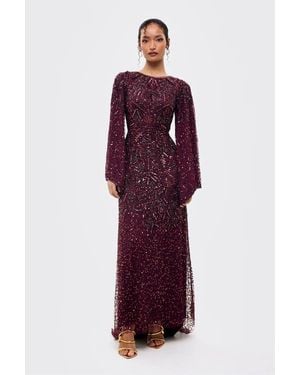 MARYISA Modest Embellished Sequins Gown - Purple