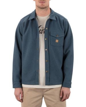 Hurley Santa Cruz Seaside Solid Flannel Button-Up Shirt Jacket - Blue