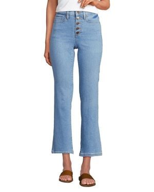 Lands' End High Rise Denim Button Front Kick Flare Crop Jeans - Blue