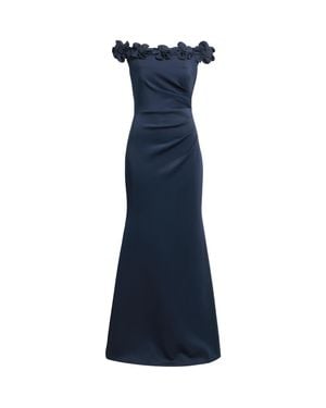 Eliza J 3D Floral Off The Shoulder Gown - Blue