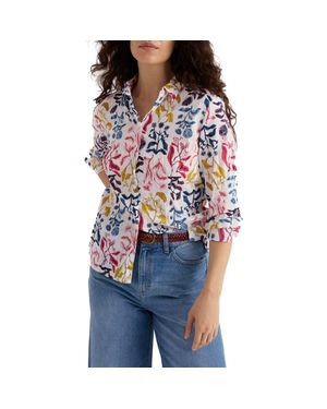 Seasalt Cornwall Larissa Floral Crinkled Organic Cotton Button-Up Shirt - Blue