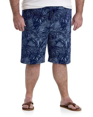 True Nation by DXL Big & Tall Stretch Tropical Drawstring Shorts - Blue