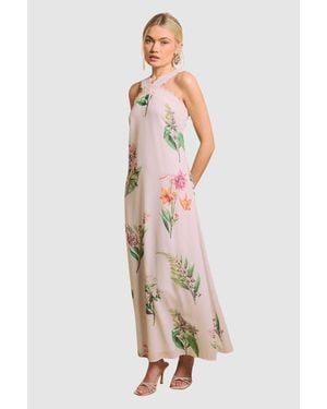 Oasis Halterneck Floral Maxi Dress - White