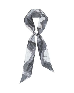 Lost Pattern Himalaya Silk Neck Bow Scarf - Gray