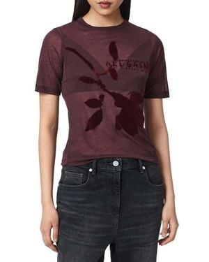 AllSaints Athea Sheer Graphic Tee - Red