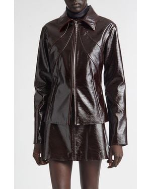 Stand Studio Filipa Glossed Zip Jacket - Black
