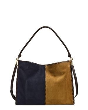 Veronica Beard Vida Colorblock Suede Hobo Bag - Blue