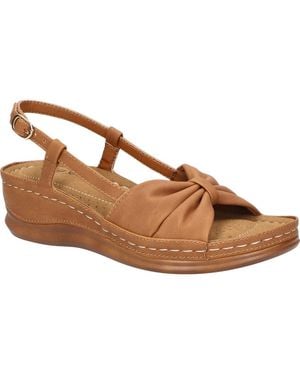 Easy Street Jupiter Slingback Platform Wedge Sandal - Brown