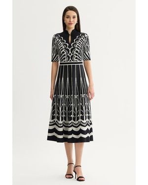 Ming Wang Fit N Flare Feminine Soft Knit Maxi Dress - White