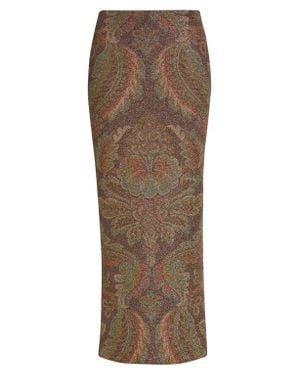 Etro Paisley Jersey Midi Pencil Skirt - Brown