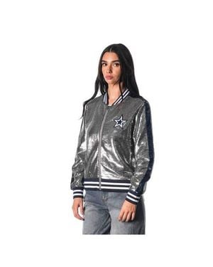 The Wild Collective Dallas Cowboys Sequin Full-Zip Bomber Jacket - Gray